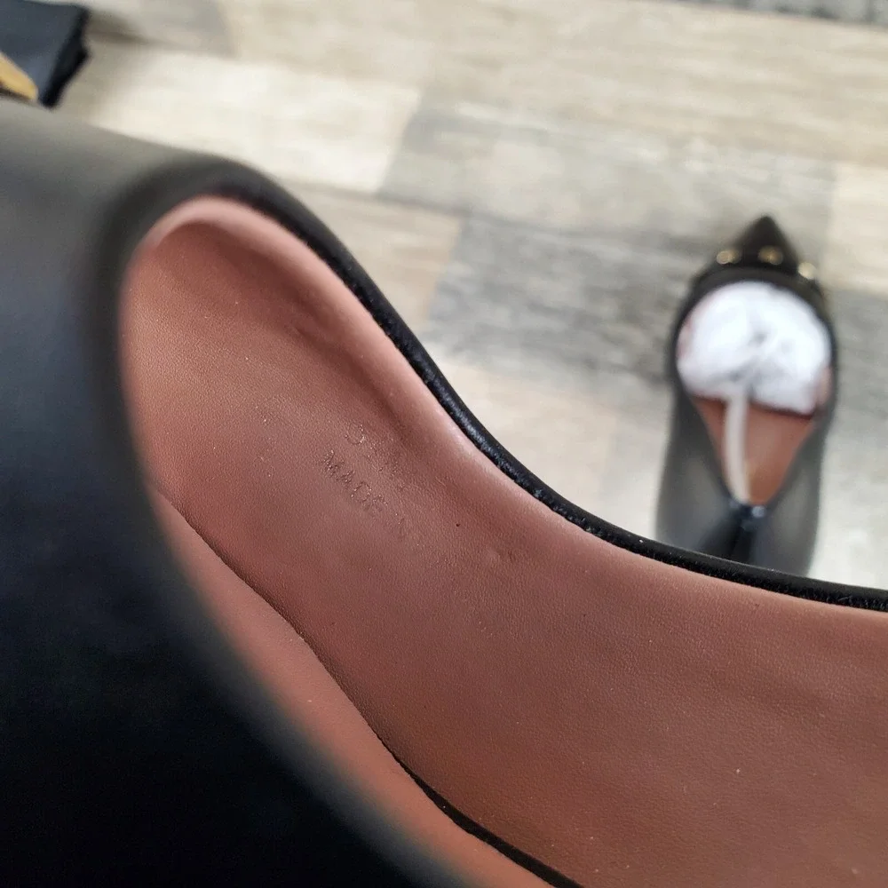 Linea Paolo Perkins Womens Shoes Sz 5.5 M Black Leather Stiletto Heel Pumps